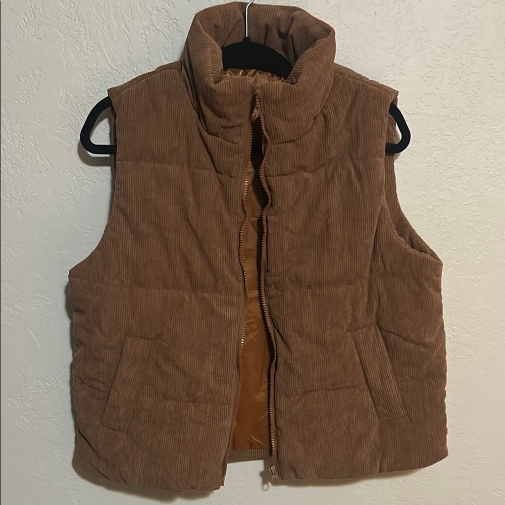 Brown Corduroy Puffer Vest